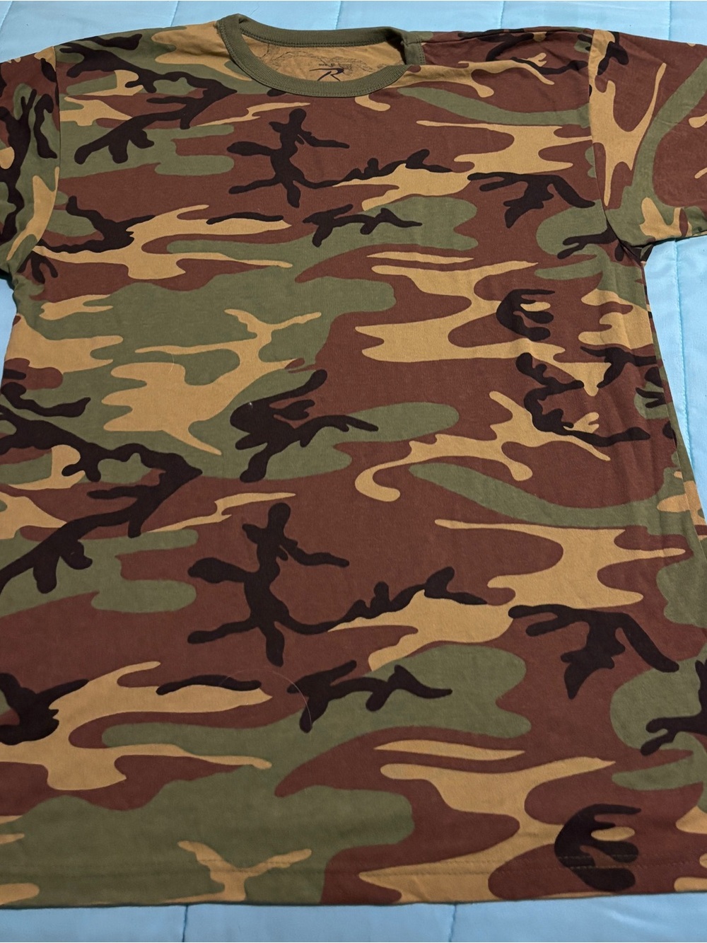 Rothco Woodland Camo Tee - Olive/Chestnut/Tan size XL